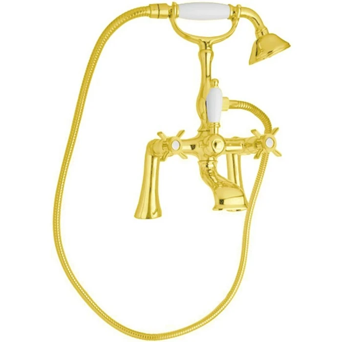 

Смеситель на борт ванны Cezares Lord золото с белыми ручками