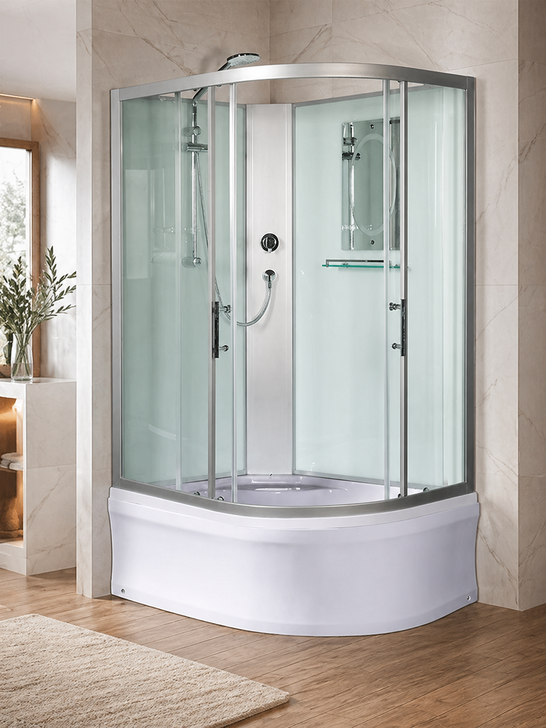 Душевая кабина WeltWasser WW500 Halle 1201 120x90 L 10000003250 профиль хром, стекло прозрачное