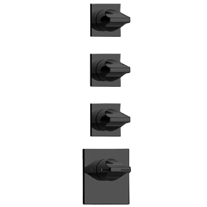 BOSSINI (APICE) Наружняя часть термостата HighFlow для Z030202/Z030271/Z030210/Z030273 с отдельными панелями, округло-плоская рукоятка, черный матовый