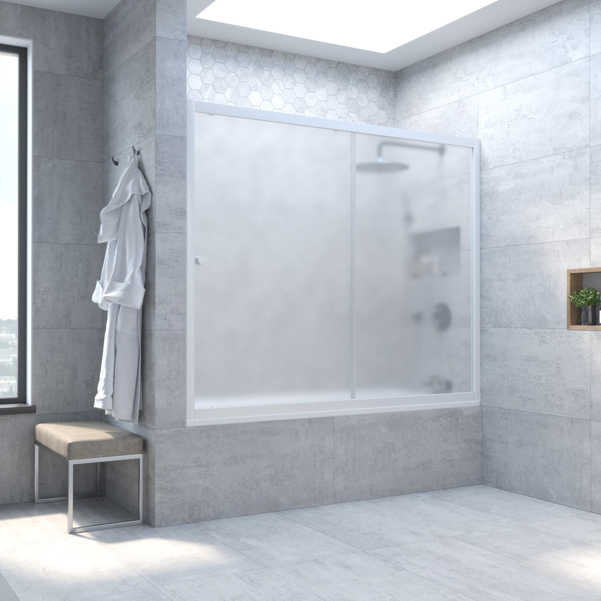 

Шторка на ванну Vegas Glass Zv Novo 180 01 10 профиль белый, стекло сатин