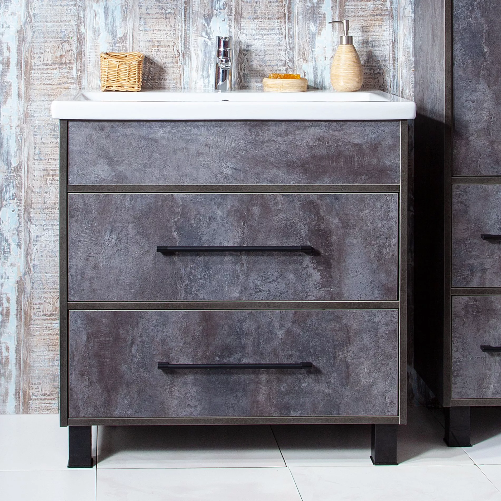 

Тумба с раковиной Бриклаер Чили 80 цемент