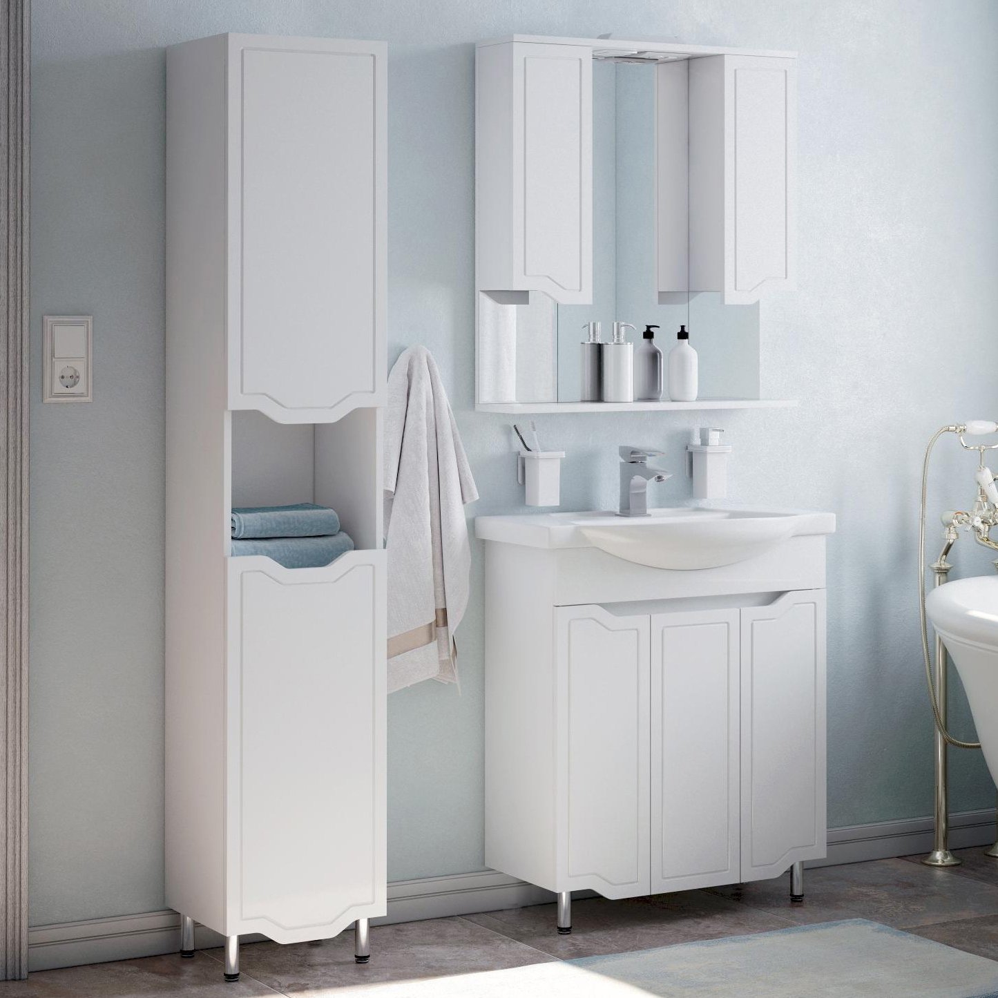 

Мебель для ванной комнаты Corozo Мирра 75 белая