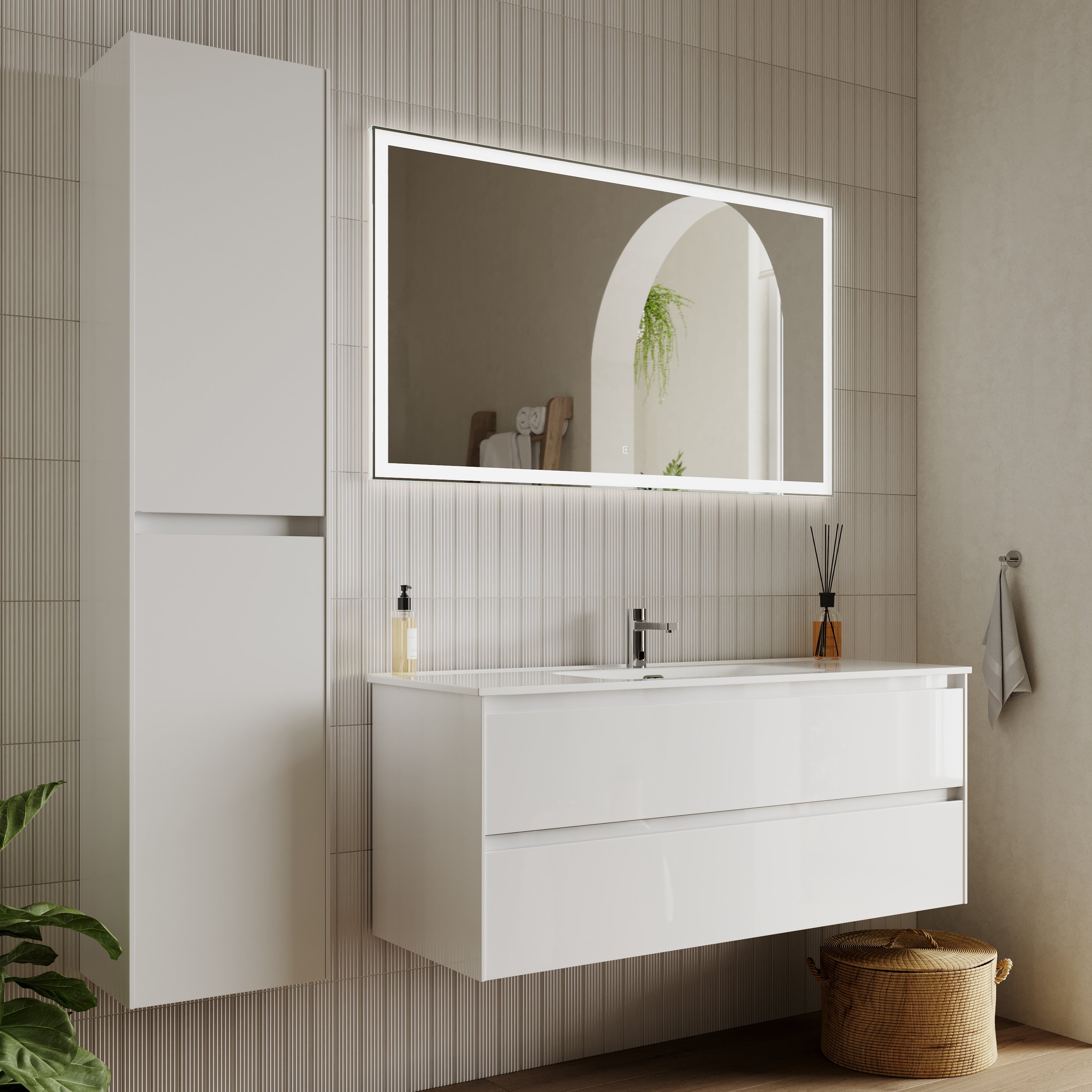 

Мебель для ванной комнаты Sancos Cento 120 см белый глянец