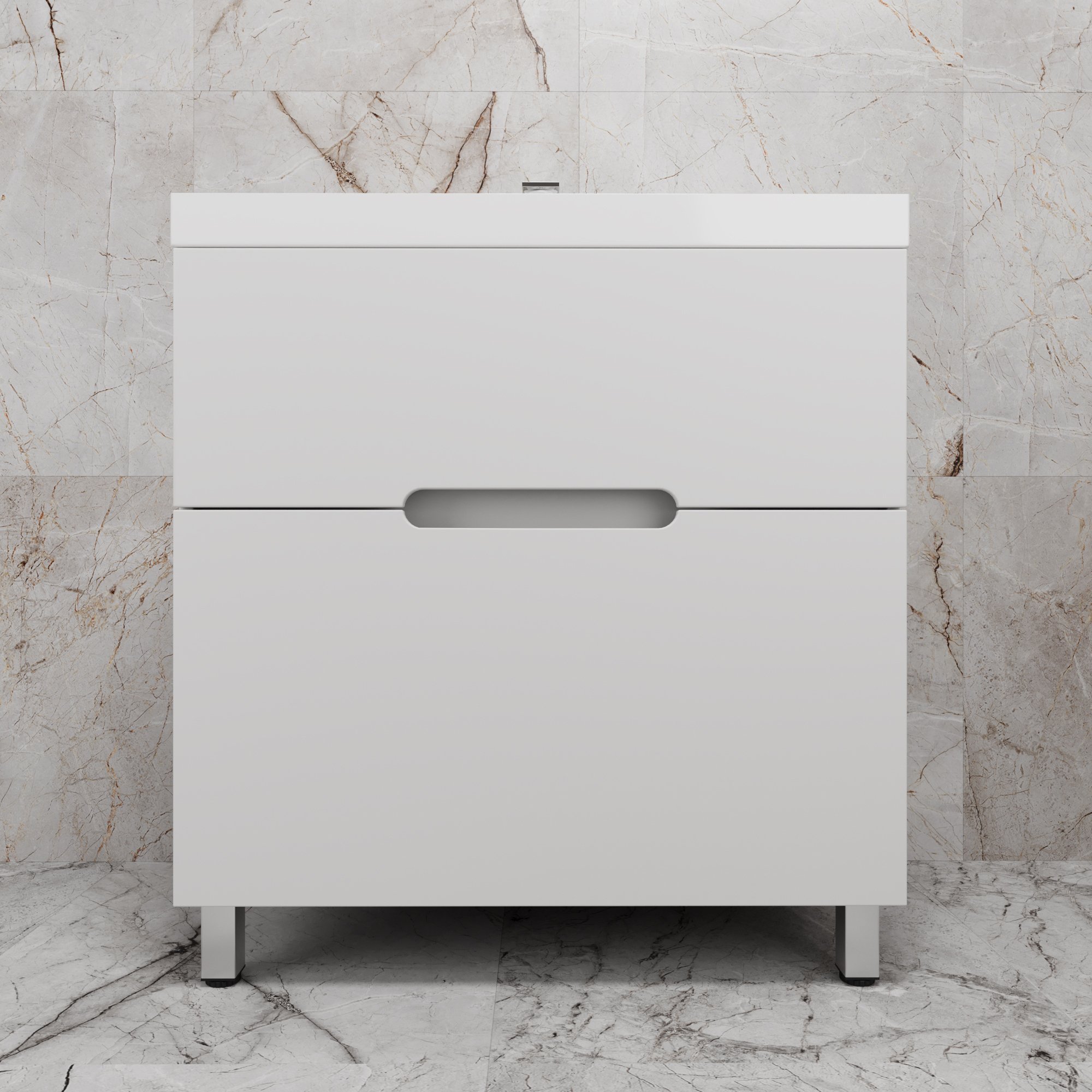 

Тумба напольная "Матис 80" под ASTI 80 (2 ящика), Белый матовый, ЭМАЛЬ
