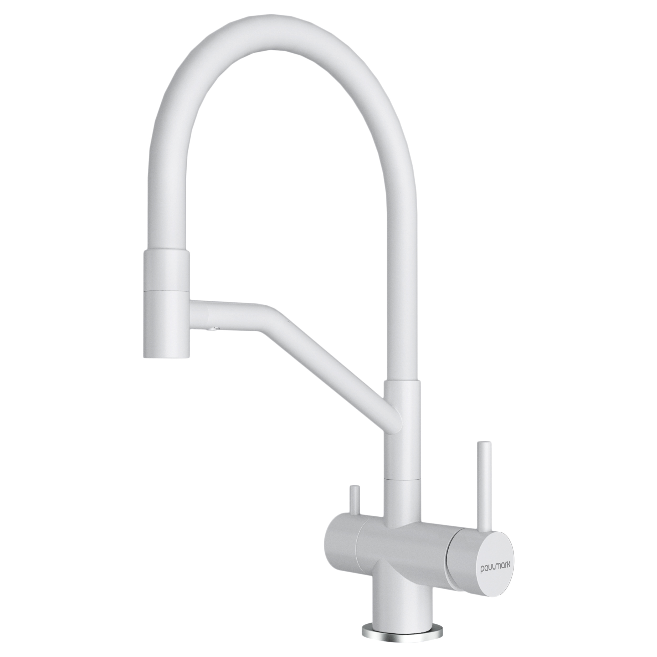 

Смеситель для кухни Paulmark Rubert Ru213175-WH с гибким изливом, белый матовый