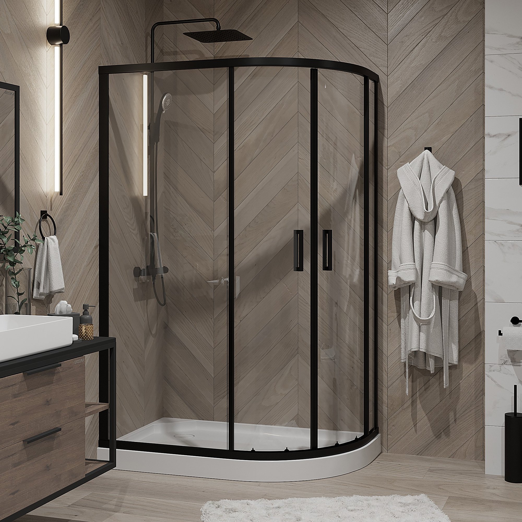 

Душевой уголок Niagara Nova 682108111BLACK 120x80, асимметричный, черный