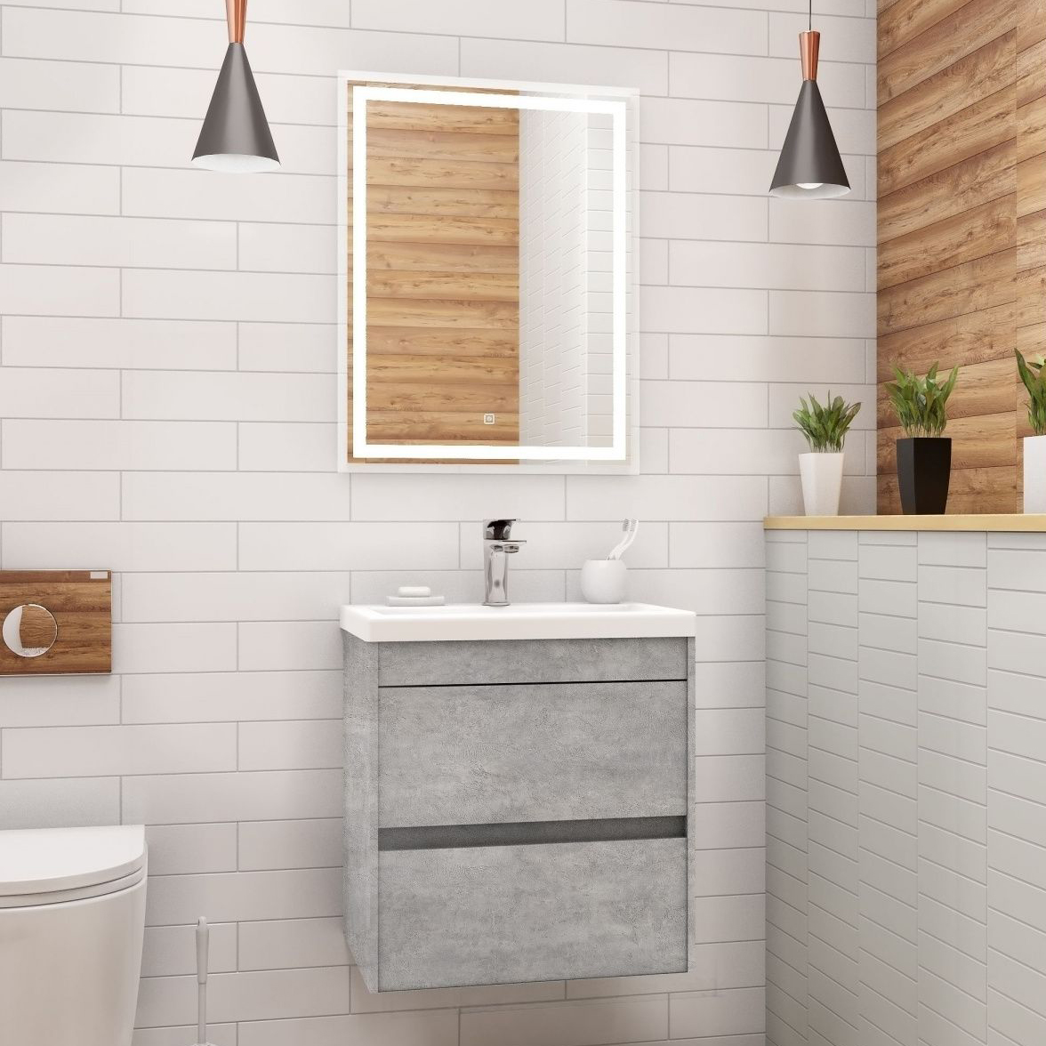 

Мебель для ванной комнаты Art&Max Семья (Family) 50, подвесная, Cemento Veneto