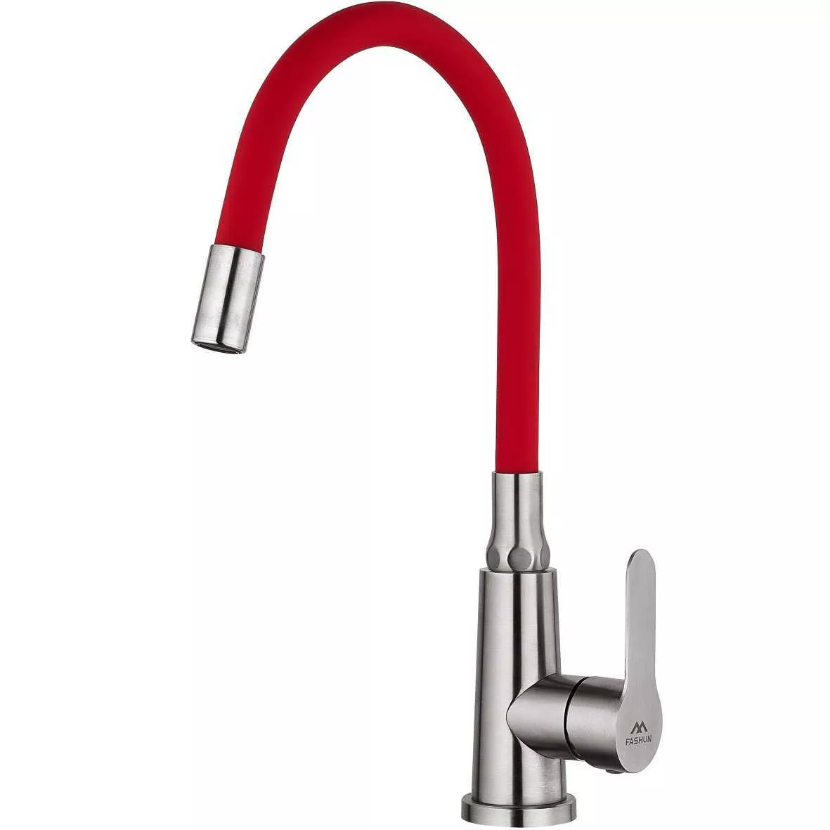 

Смеситель для кухонной мойки Fashun A54301-10 с гибким изливом красный, сталь