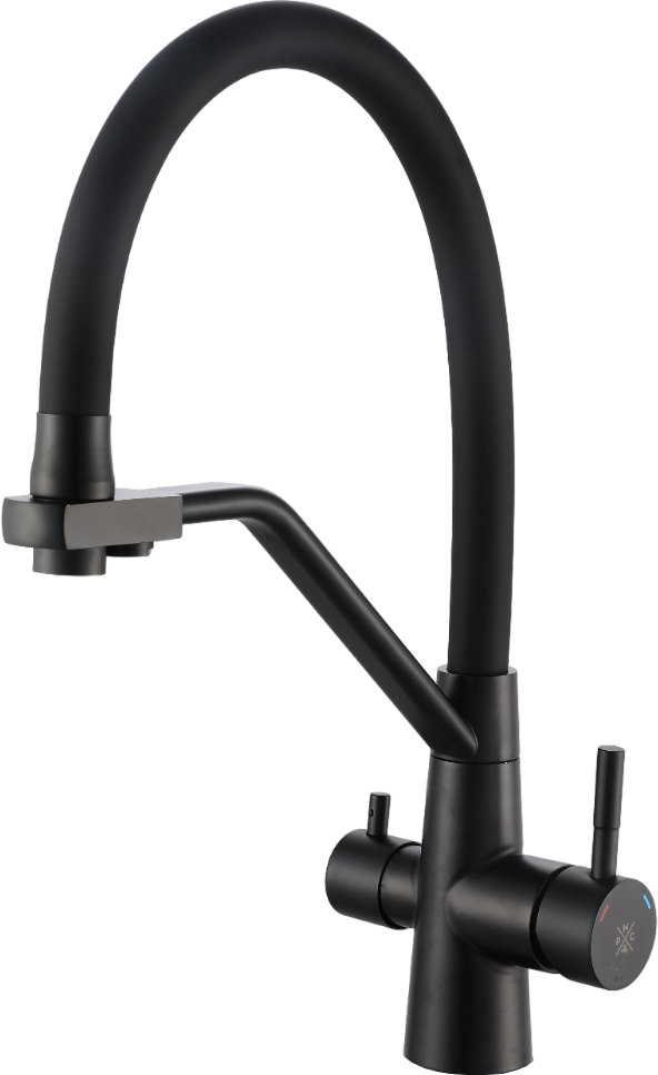 

Смеситель для кухни РМС SUS127TBL-016F-015 с гибким изливом, черный