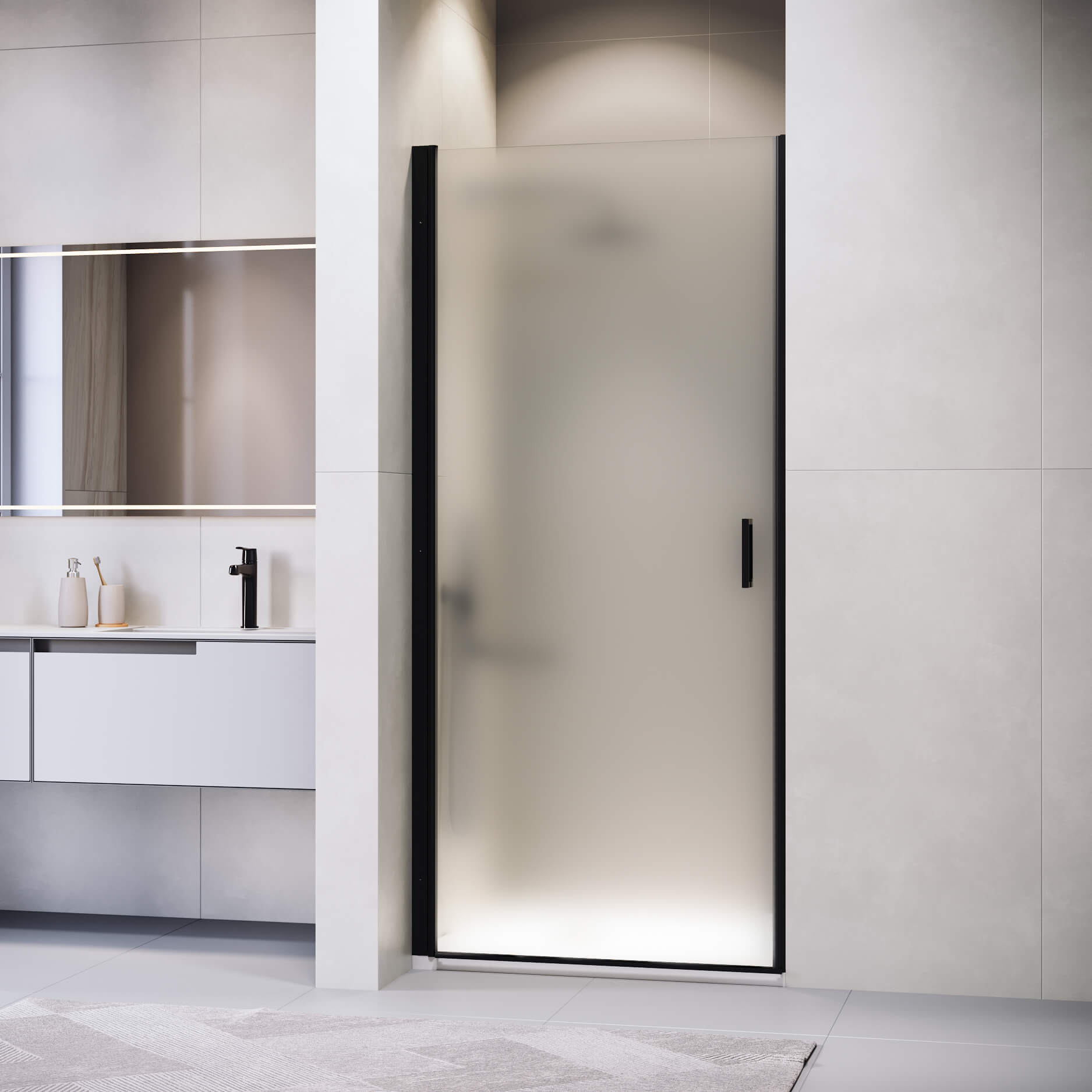 

Душевая дверь в нишу RGW Leipzig LE-003-B 90х195 351200309-24 профиль черный, стекло матовое