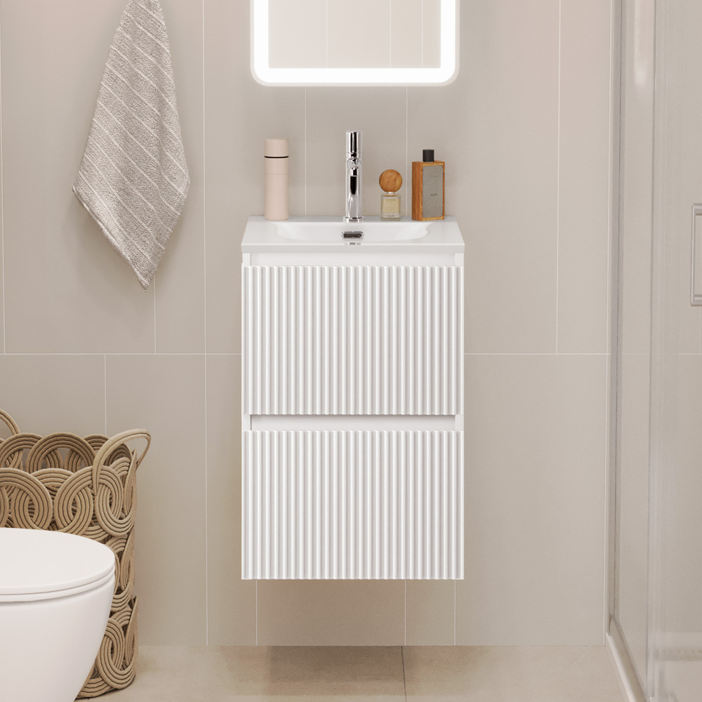 Тумба с раковиной BelBagno Uno-mini 40 подвесная 2 ящика bianco opaco 29801₽