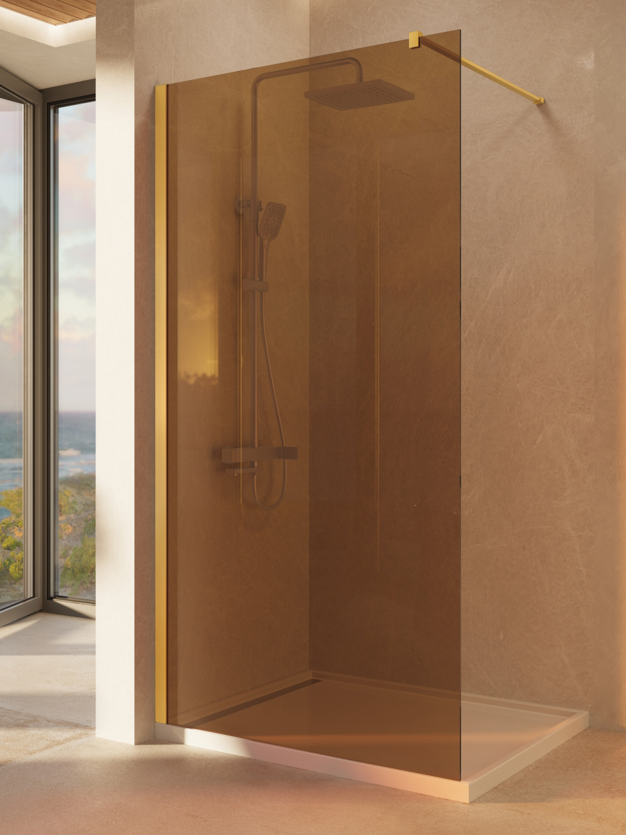 

Душевая перегородка Vincea Walk-in VSW-1H900GSG 90 см, профиль матовое золото, стекло янтарь