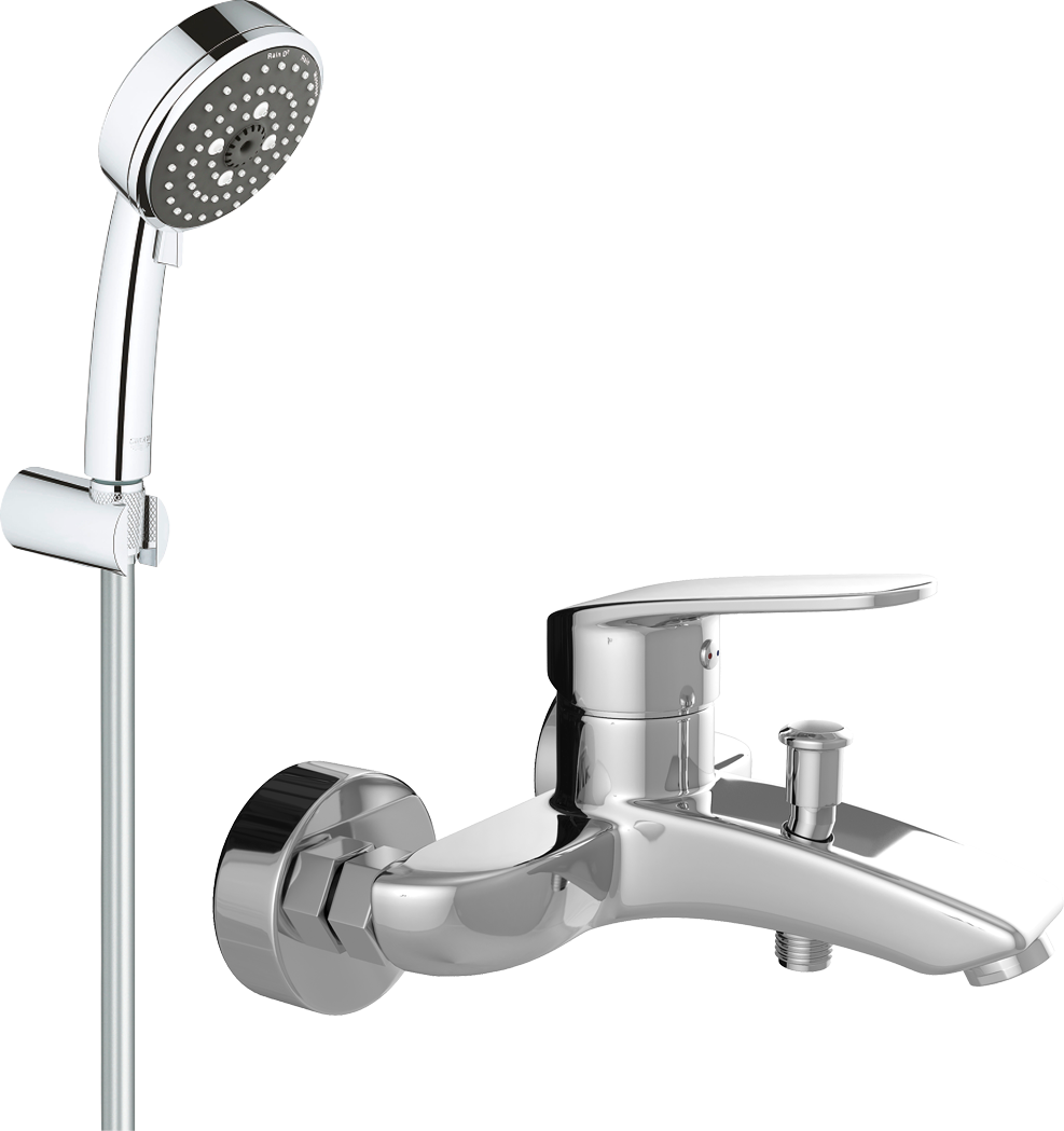 

Смеситель для ванны с душем MEGA Mercan MG-SER103 + Душевой гарнитур Grohe Vitalio Comfort 26176000 хром