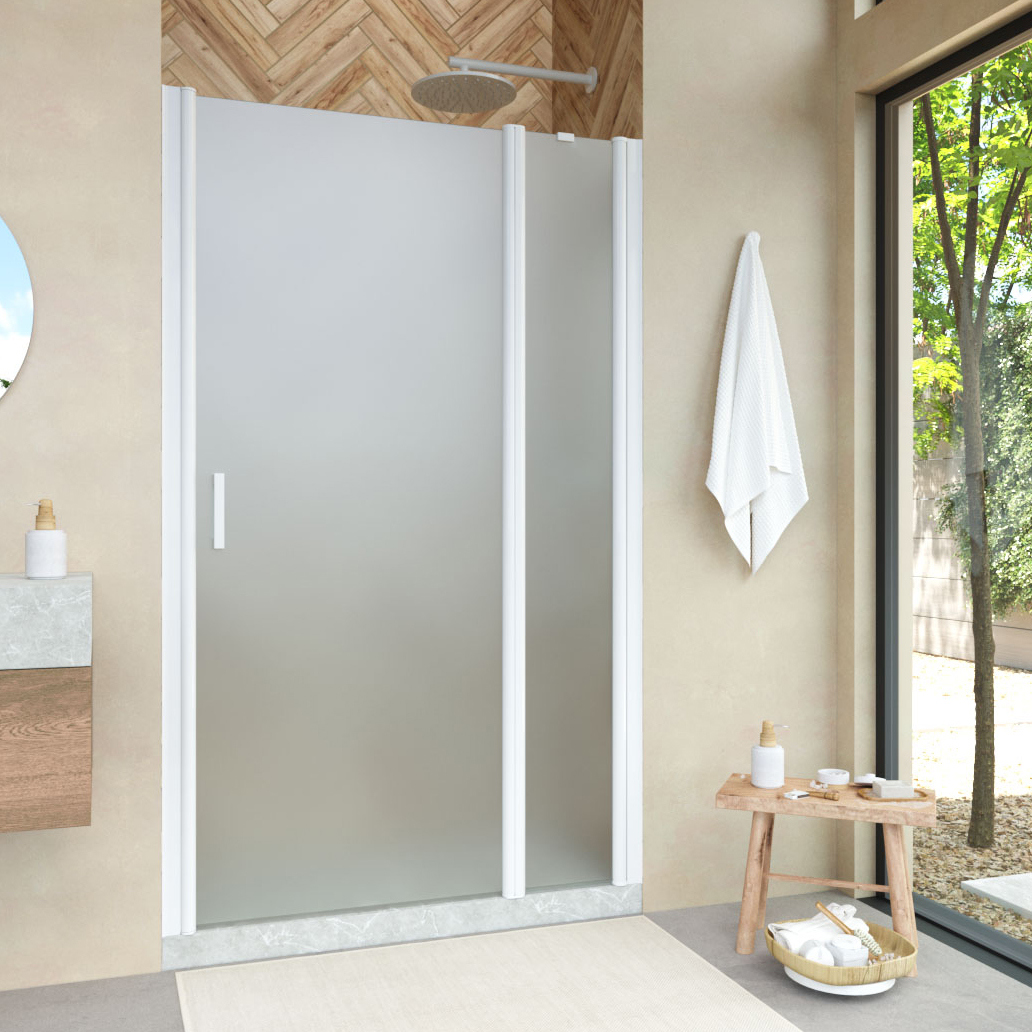 

Душевая дверь в нишу Vegas Glass EP-F-1 Novo 115 01 10 R профиль белый глянцевый, стекло сатин