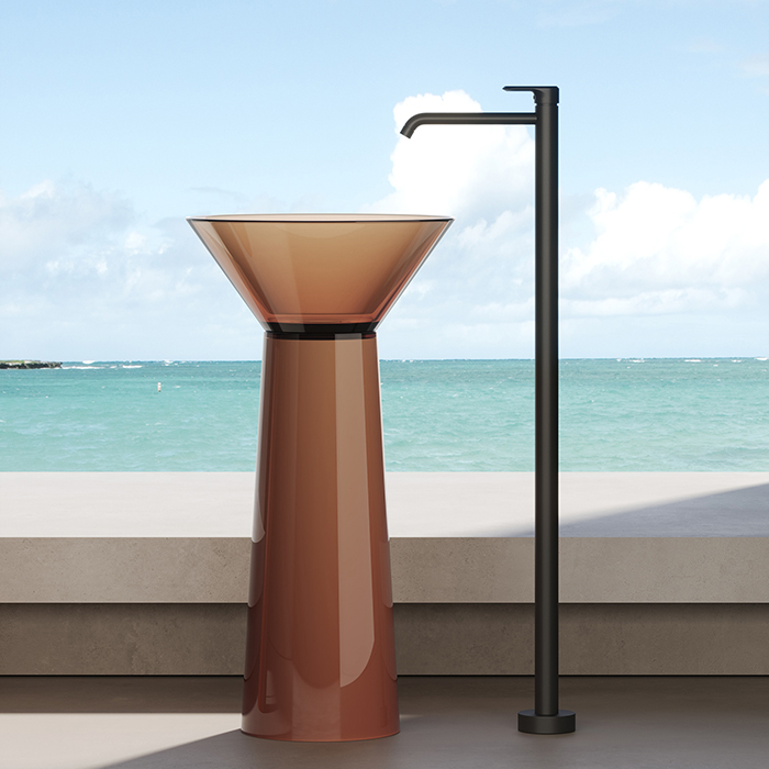 

DEA DESIGN (Pedestal Basin) Раковина напольная 48x48xh90 см, из полимера Glasstech, хромированный д/клапан, цвет Brown Copper R9