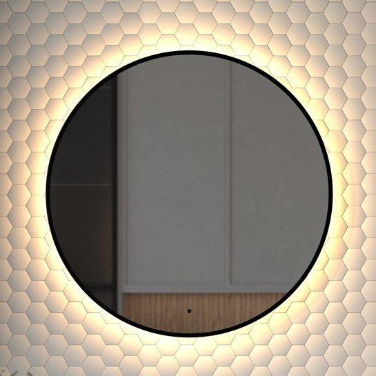 

Зеркало круглое Defesto Aura DF 2994R 70x70, с теплой подсветкой, инфракрасный выключатель, черное