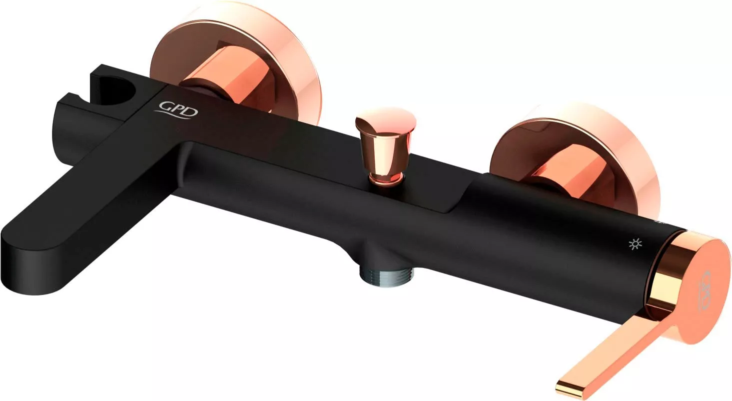 

Смеситель для ванны GPD Gildo черный, розовое золото