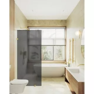 

Душевая перегородка MaybahGlass 195х89 профиль золотой, стекло графит матовый