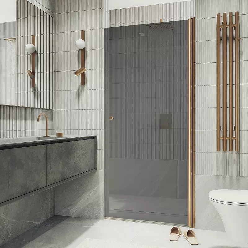 

Душевая дверь MaybahGlass 198х60 профиль бронзовый, стекло графит