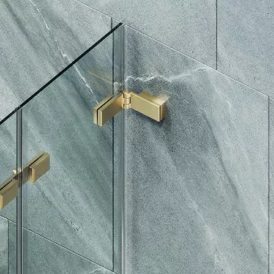 

Шторка на ванну складная MaybahGlass 140х75 профиль золотой, стекло прозрачное