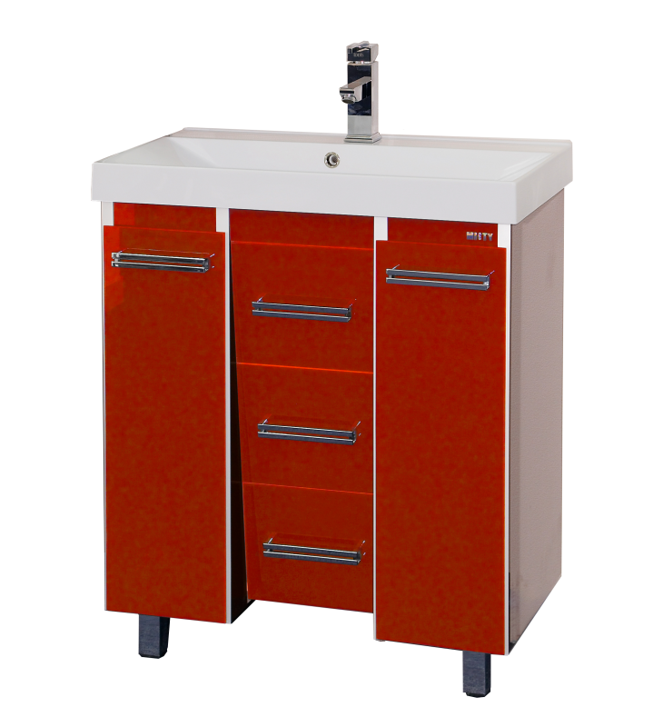 

Тумба под раковину напольная Misty Джулия Qvatro 75 Л-Джк01075-0410Ко3 красная