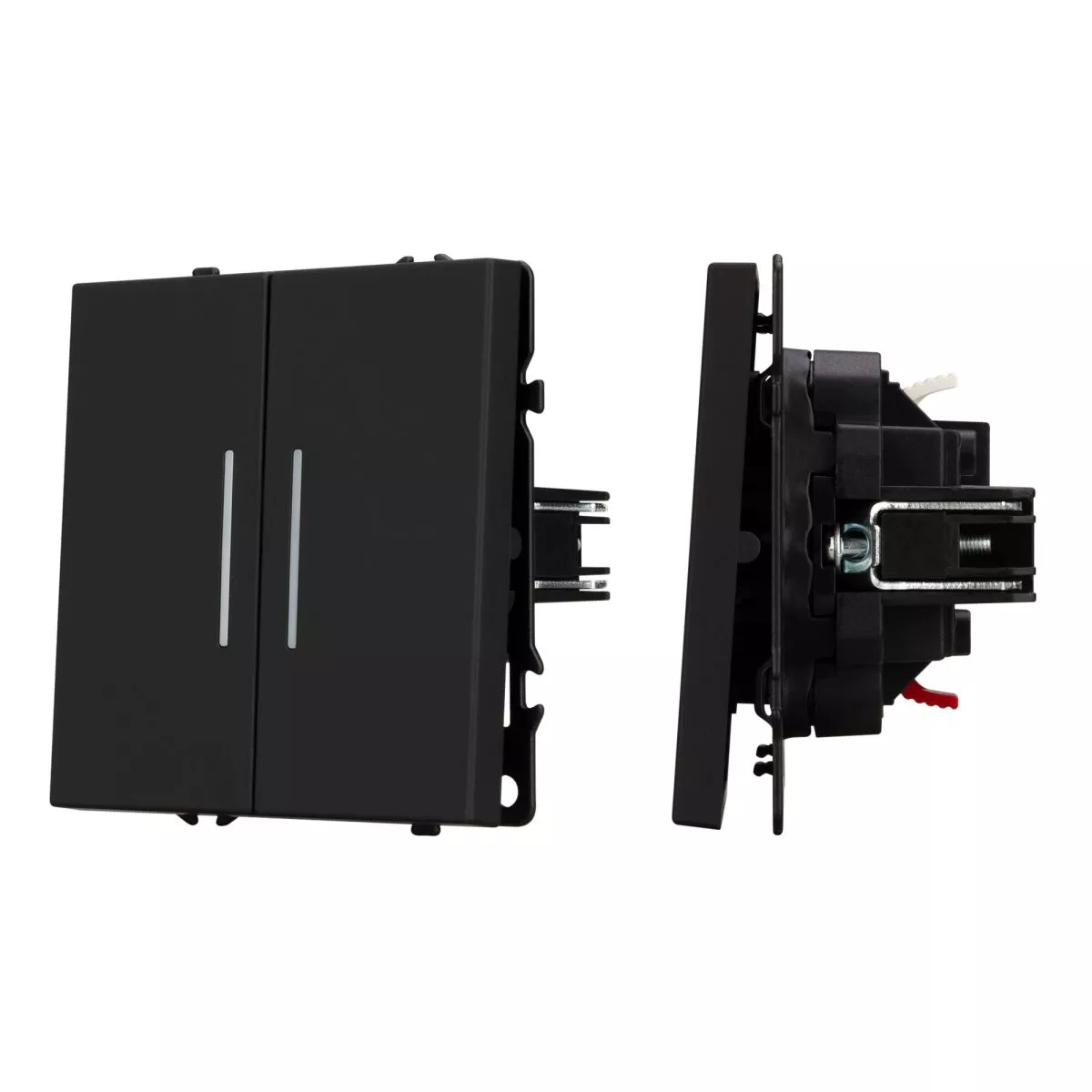 Выключатель 2 кл подсветка софт-тач черный оникс Arlight SWT-MK02-SFPL-L-BK (250V, 10A) 054264(1)