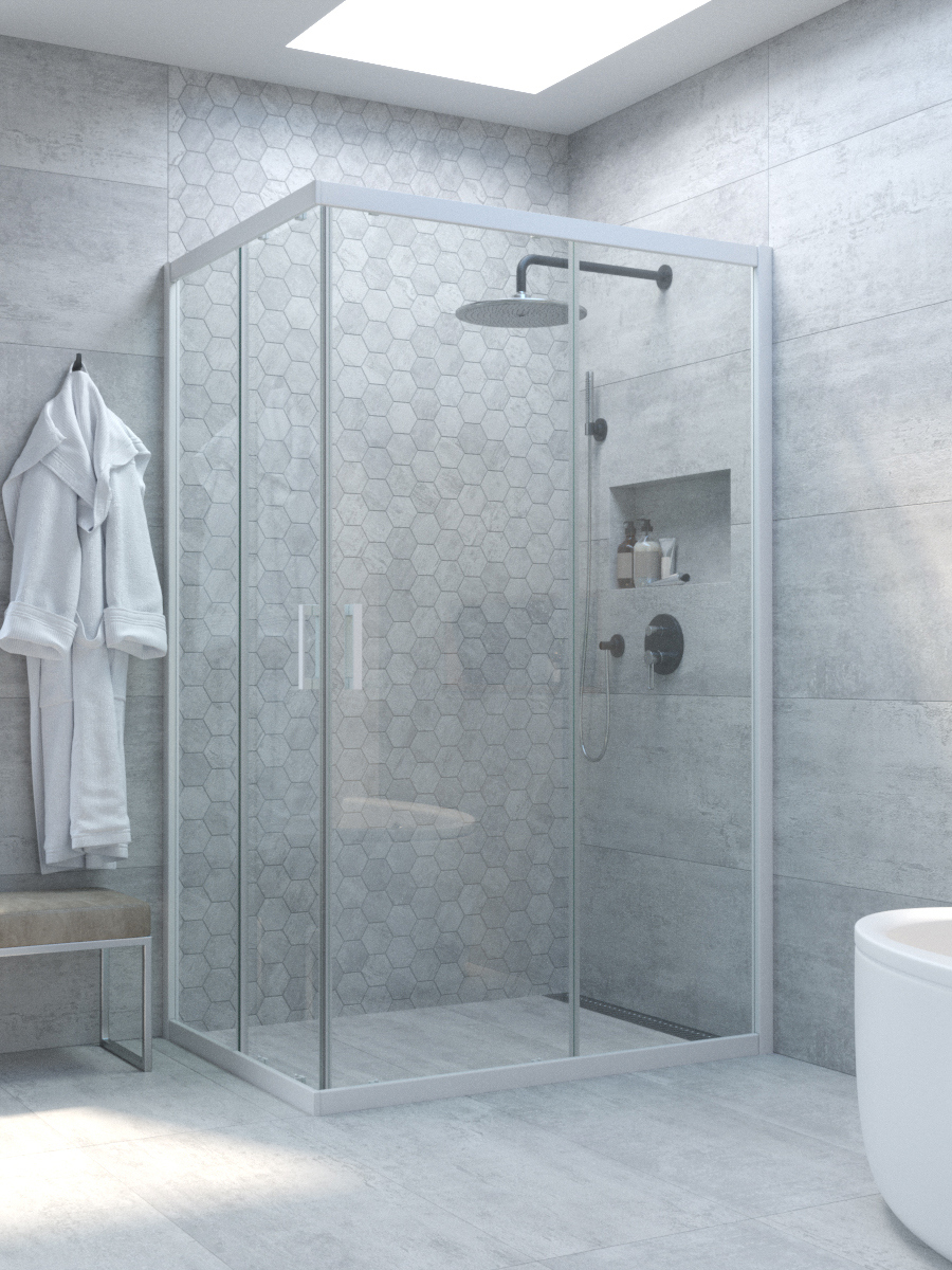 

Душевой уголок Vegas Glass ZA-F Novo h2000 110*80 01 01 профиль глянцевый белый, стекло прозрачное