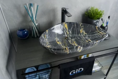 

Накладная раковина Gid 59 Mnc207 черная под камень