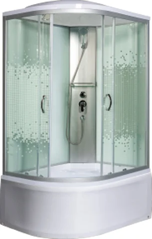 

Душевая кабина Мономах 120x90 R профиль хром стекло с рисунком