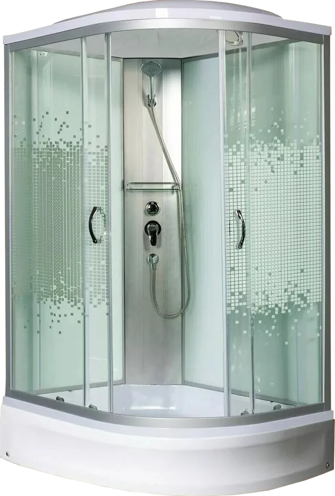 

Душевая кабина Мономах 110x80 L профиль хром стекло с рисунком