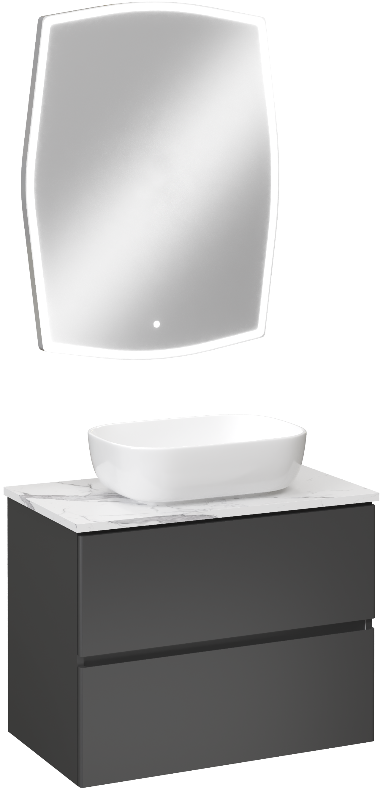 

Мебель для ванной комнаты STWORKI Колдинг 80 антрацит, с раковиной Moduo 50 Square, столешница белая матовая