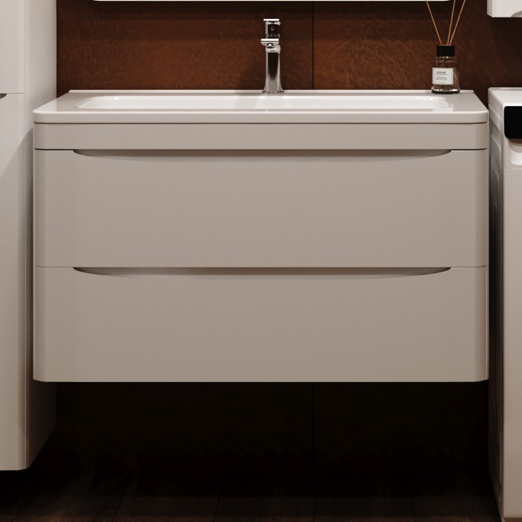 

Тумба с раковиной Style Line Бергамо Мини 90 Люкс Plus подвесная, антискрейтч белая