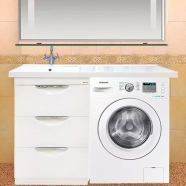 

Тумба с раковиной Misty Куба 105 белая, под стиральную машину