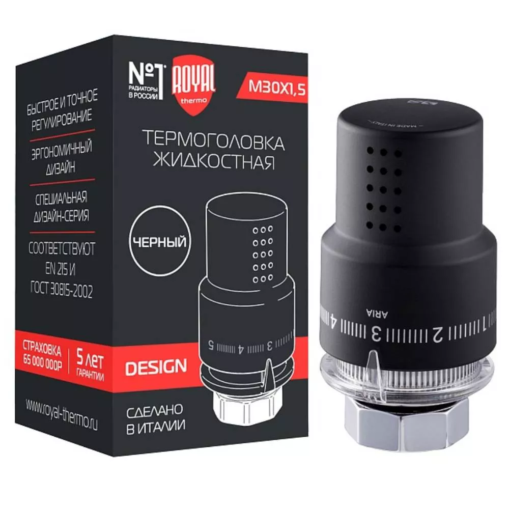 

Термоголовка жидкостная Royal Thermo Design М30х1,5 (черный) RTO 07.0008