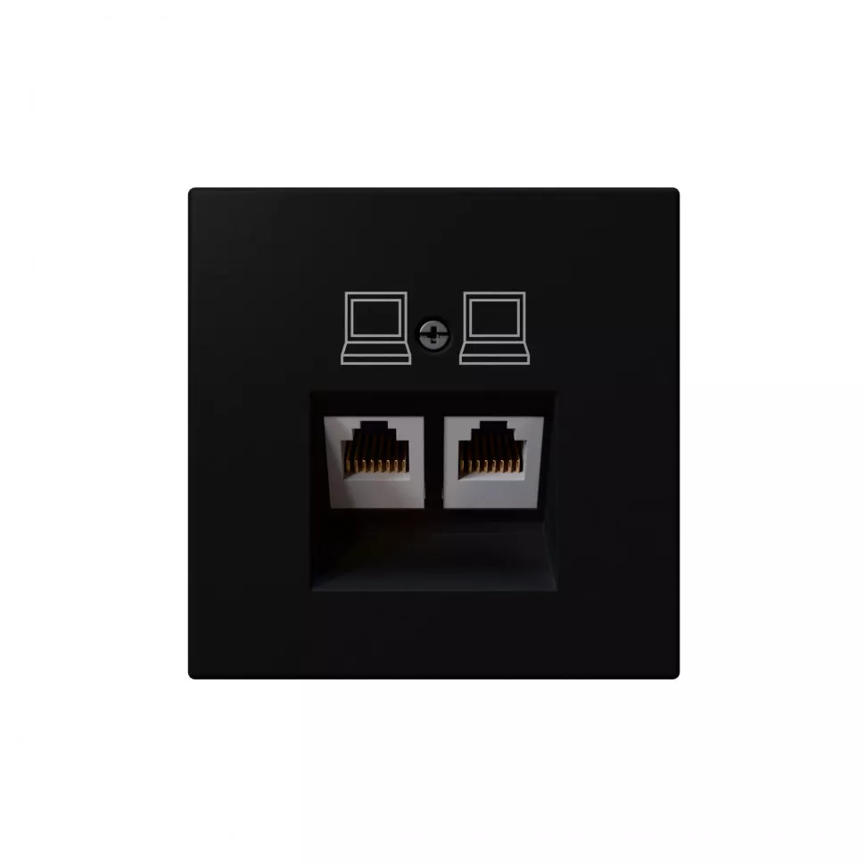 

Интернет розекта 2х терминальная 6 категория, цвет Черный матовый (soft touch) Jasmart FD6108PBM