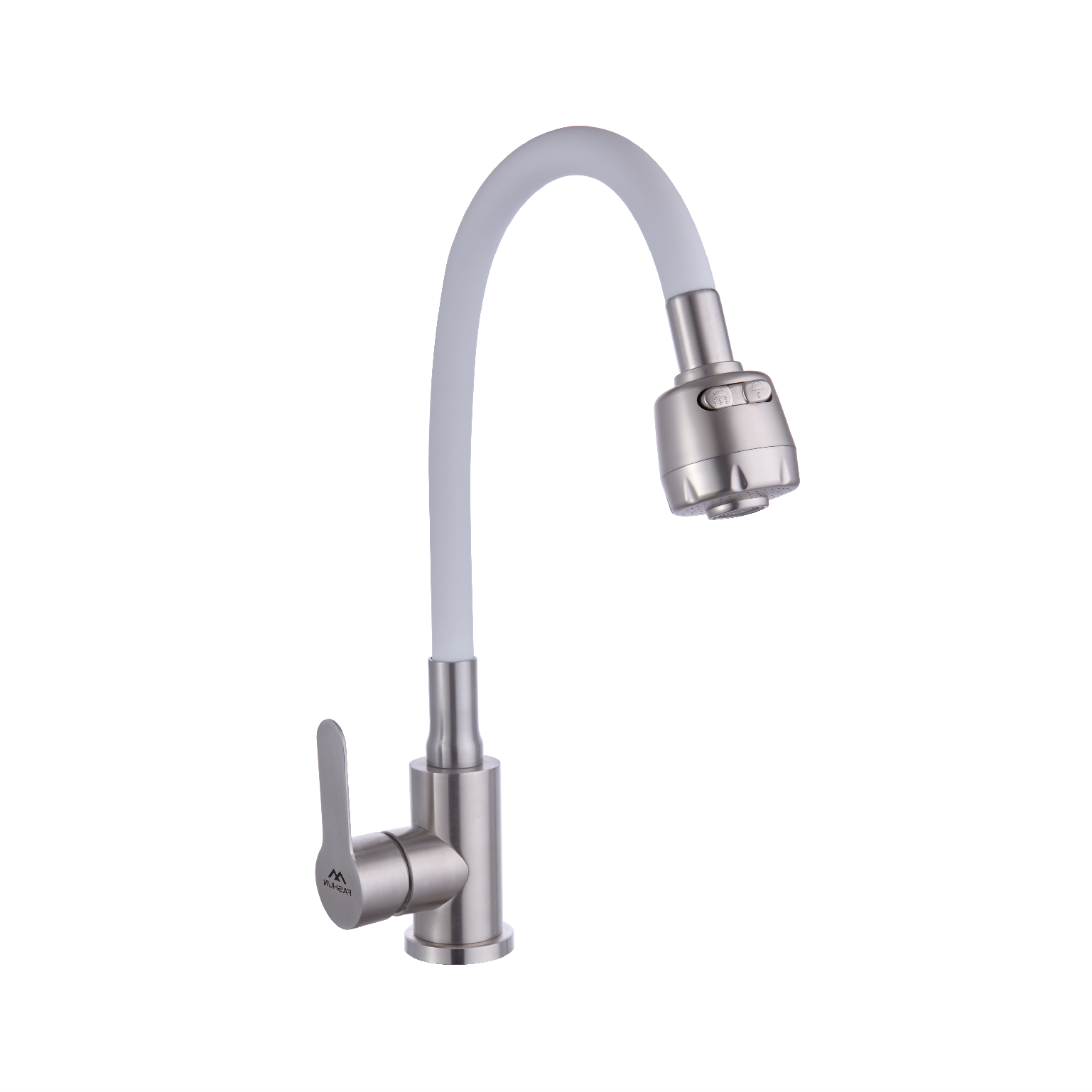 

Смеситель для кухонной мойки Fashun A54101+N7346 с гибким изливом белый, сталь