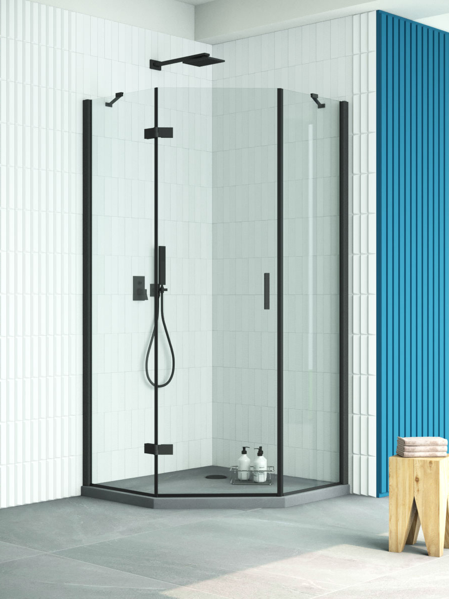 Душевой уголок Vegas Glass AFA-Pen Retta 100 02М 01 L профиль матовый черный, стекло прозрачное