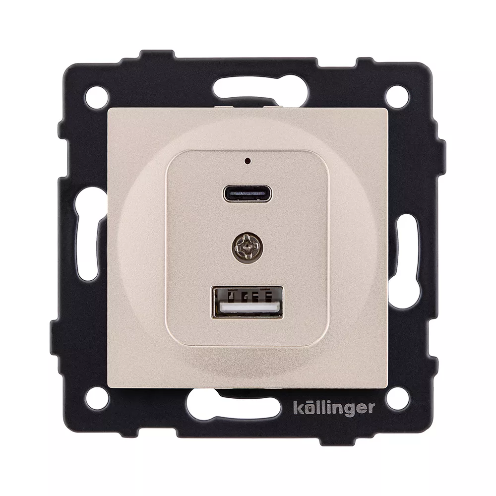 Розетка USB A+C 20W, золотой Kollinger REA-037GD для Aspekt, Eleganz, Reflex