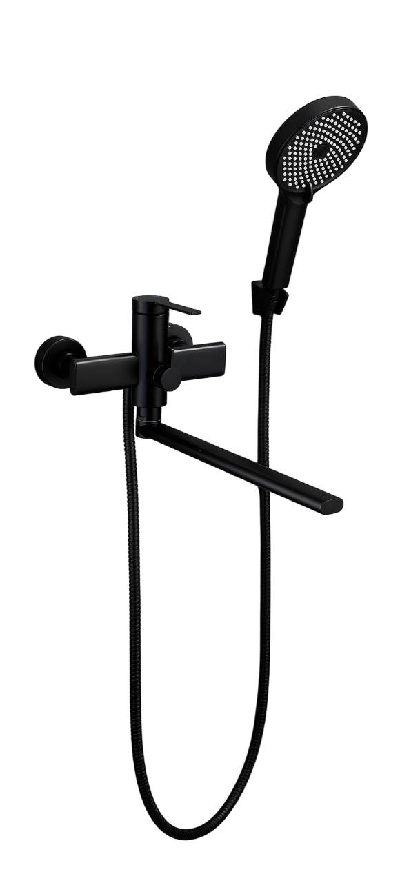 

Смеситель с длинным изливом для ванны BELZ B813 B22813-7 черный