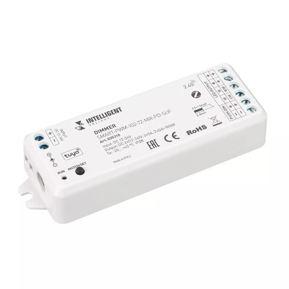 

Диммер Arlight SMART-PWM-102-72-MIX-PD-SUF (12-36V, 2x5A, ZB, 2.4G) 035310
