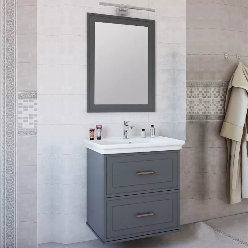 Мебель для ванной Sanflor Модена 75 подвесная, серая, цвет серый - фото 1