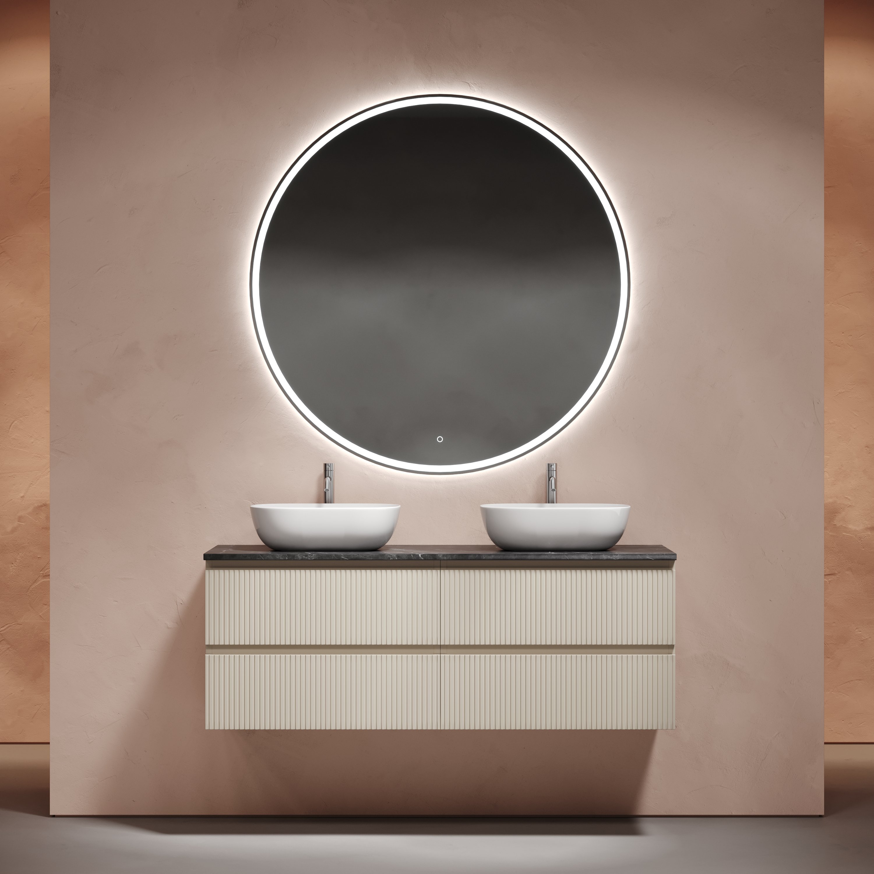 

Мебель для ванной комнаты Sancos Snob T 140 beige soft, столешница черный мрамор TT140A1X, раковина CN6009