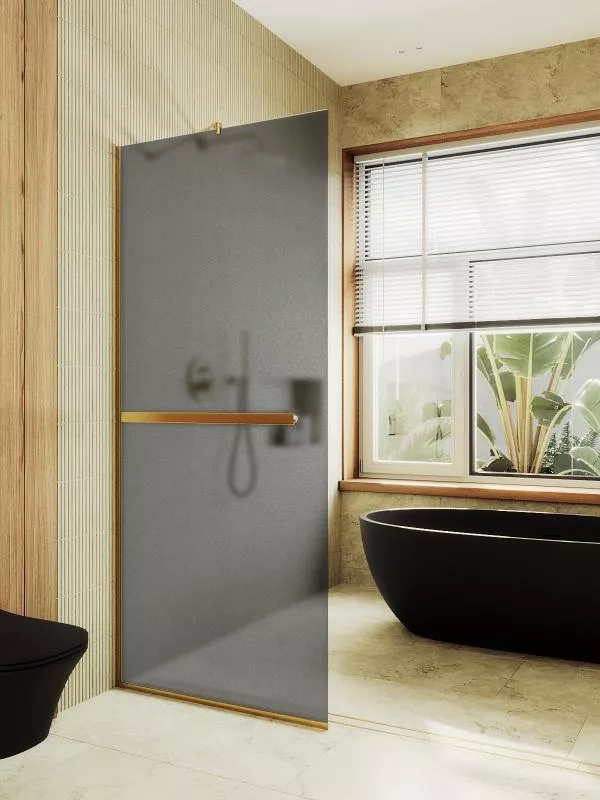 

Душевая перегородка Maybahglass MGD-736-3у 89 см, профиль золото, стекло графит матовое