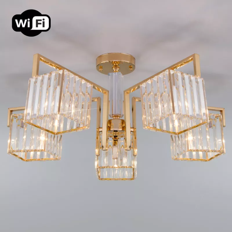 

Потолочная люстра Eurosvet April 10126/5 золото/прозрачный хрусталь Strotskis Smart (10117/5)