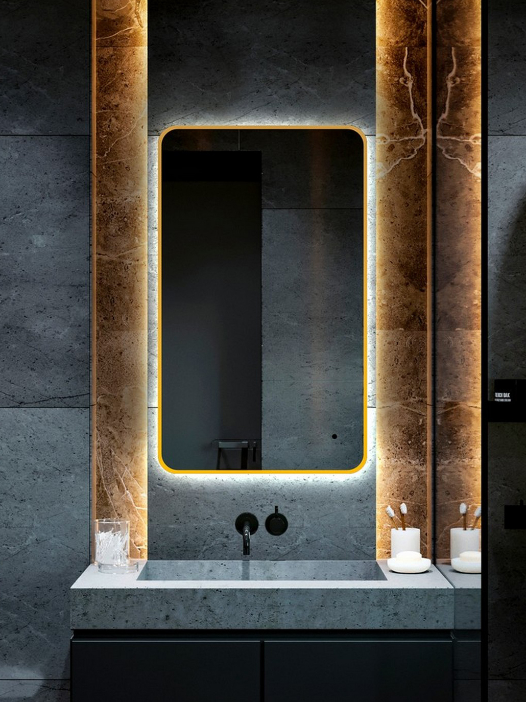 Зеркало Abber See AG6112SCG 60х100 см с подсветкой золото 18400₽