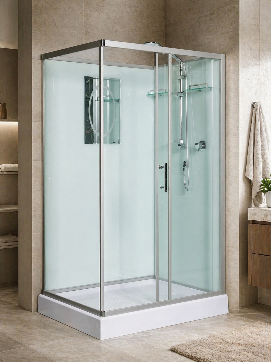 Душевая кабина WeltWasser WW500 Laine 1211 120x90 10000003274 профиль хром, стекло прозрачное