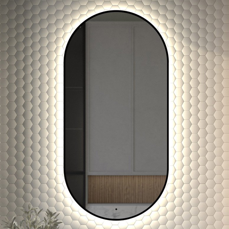 

Зеркало Defesto Aura DF 2926R 60x120, с нейтральной подсветкой, инфракрасный выключатель, черное