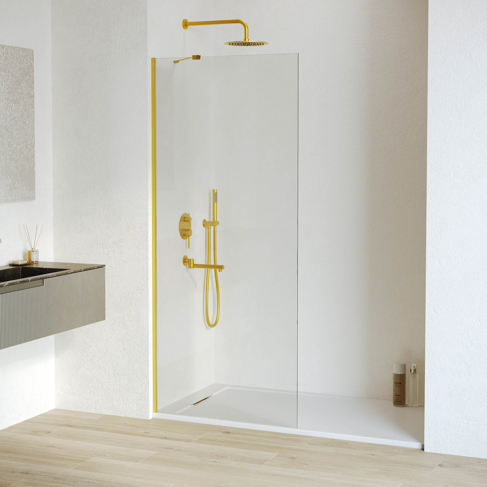 

Душевая перегородка RGW Walk In WA-102Gb 90x195 см, профиль золото brush, стекло прозрачное