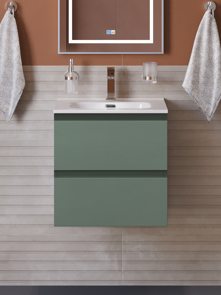 

Тумба с раковиной BelBagno Kraft 39 50 подвесная, матовая еловая, раковина bb500/390etl