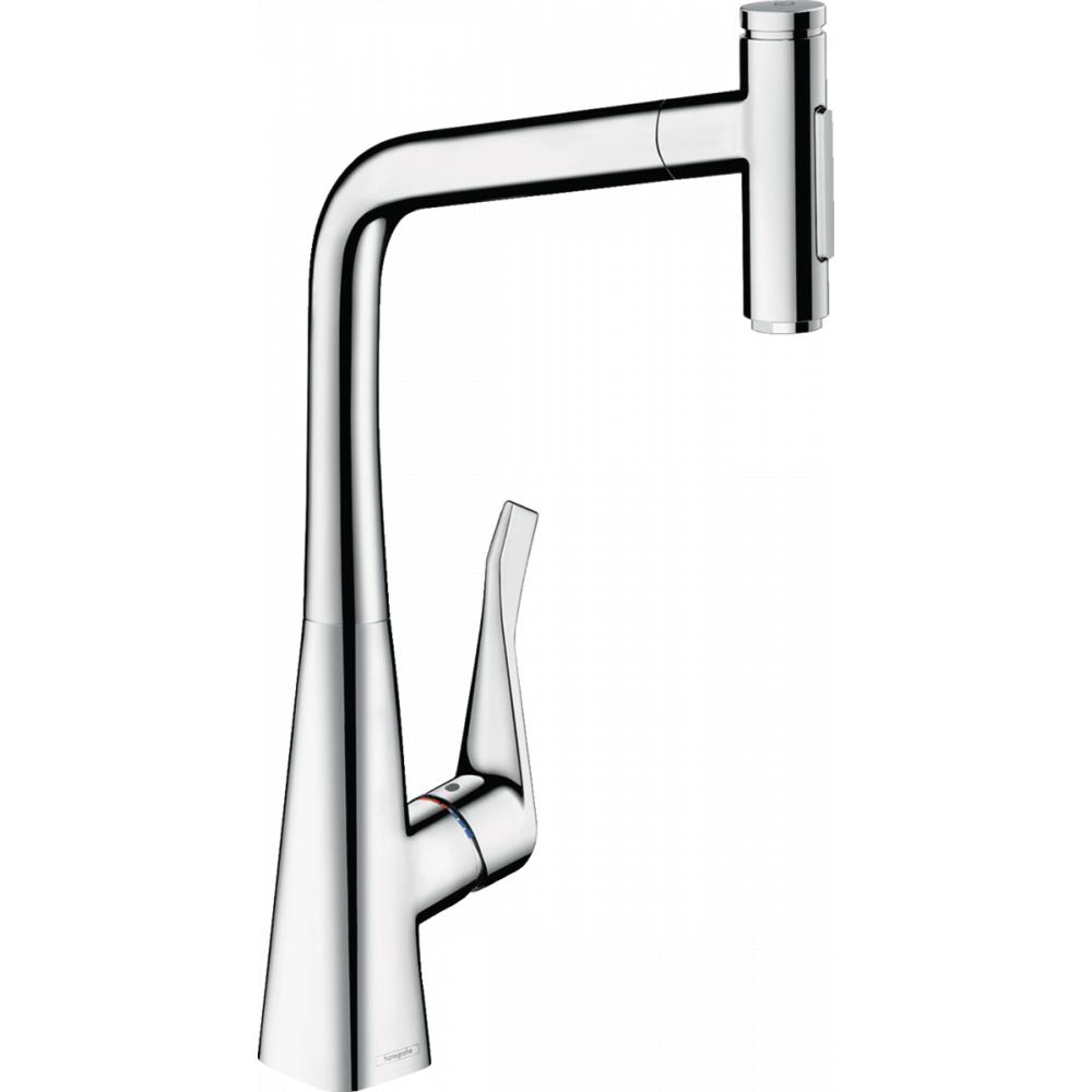 

Кухонный смеситель Hansgrohe Metris Select M71 однорычажный, 320 с вытяжным душем, 2jet, хром 73820000